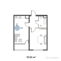 ЖК Korkem Akkent — 1-ком 50,1 м² (от 28 033 600 тг)