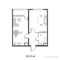 ЖК Korkem Akkent — 2-ком 53,1 м² (от 29 216 000 тг)