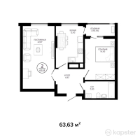 ЖК Квезаль — 2-ком 63,6 м² (null)