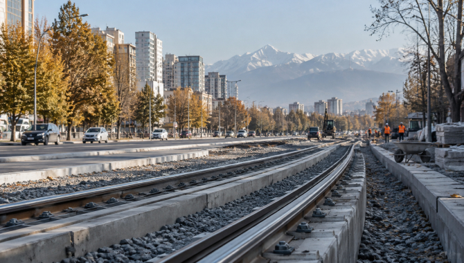 В Алматы начали укладывать первые рельсы линии LRT