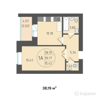 ЖК Kerey Comfort — 1-ком 38.2 м² (от 14,512,300 тг)