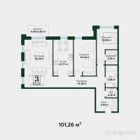 ЖК Garden Hills — 3-ком 101.3 м² (от 70,882,000 тг)