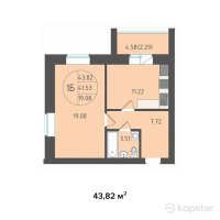 ЖК Kerey Comfort — 1-ком 43.8 м² (от 16,651,700 тг)