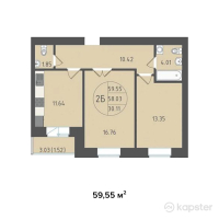 ЖК Kerey Comfort — 2-ком 59.6 м² (от 22,629,000 тг)