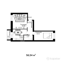 ЖК Boston Comfort House 2 — 2-ком 56.5 м² (от 15,389,509 тг)