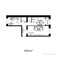 ЖК Boston Comfort House 2 — 2-ком 57.6 м² (от 15,686,194 тг)