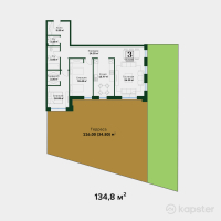 ЖК Garden Hills — 3-ком 134.8 м² (от 94,360,000 тг)