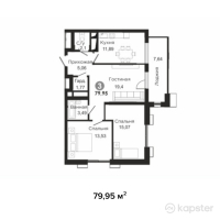 ЖК Жулдыз — 3-ком 80 м² (null)