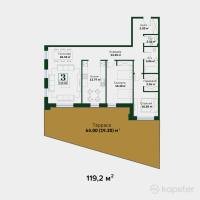 ЖК Garden Hills — 3-ком 119.2 м² (от 83,440,000 тг)