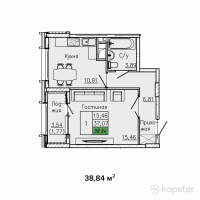 ЖК Sat City — 1-ком 38.8 м² (от 20,320,300 тг)