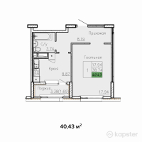 ЖК Sat City — 1-ком 40.4 м² (от 21,359,000 тг)