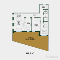 ЖК Garden Hills — 3-ком 119.8 м² (от 83,860,000 тг)