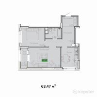 ЖК Sat City — 2-ком 63.5 м² (от 33,713,500 тг)