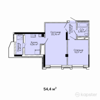 ЖК ArmanTau Comfort 2 — 2-ком 54.4 м² (от 23,392,000 тг)