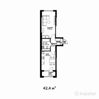 ЖК Bravo Family — 1-ком 42.4 м² (от 20,988,000 тг)