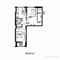 ЖК Bravo Family — 2-ком 59.3 м² (от 29,358,500 тг)