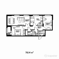 ЖК Bravo Family — 3-ком 78.1 м² (от 38,679,400 тг)