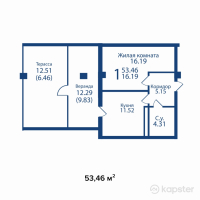 ЖК Британский комфортный квартал — 1-ком 53.5 м² (от 14,968,800 тг)