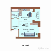 ЖК Sunrise Club House — 1-ком 34,3 м² (null)