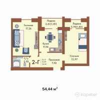 ЖК Sunrise Club House — 2-ком 54,4 м² (null)