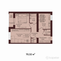 ЖК Onix — 2-ком 70.3 м² (от 26,018,500 тг)