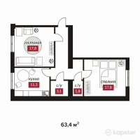 ЖК Asem Qala — 2-ком 63,4 м² (от 17 118 000 тг)