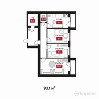 ЖК Asem Qala — 3-ком 93,1 м² (от 25 137 000 тг)