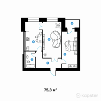 ЖК Столичный — 2-ком 75.3 м² (от 27,785,700 тг)