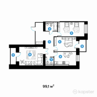 ЖК Столичный — 3-ком 99.1 м² (от 36,567,900 тг)