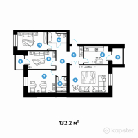 ЖК Столичный — 4-ком 132.2 м² (от 48,781,800 тг)