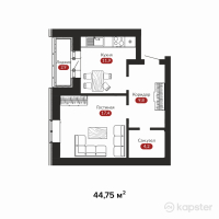 ЖК Kausar — 1-ком 44.8 м² (от 16,333,750 тг)