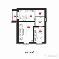 ЖК Kausar — 2-ком 56.8 м² (от 20,713,750 тг)