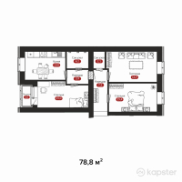 ЖК Kausar — 3-ком 78.8 м² (от 28,762,000 тг)