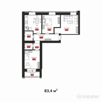 ЖК Kausar — 3-ком 83.4 м² (от 30,441,000 тг)