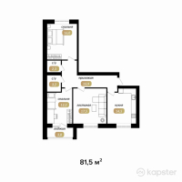 ЖК Отау 3 — 3-ком 81.5 м² (от 29,340,000 тг)