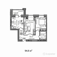ЖК Атамекен — 2-ком 54,5 м² (null)