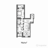 ЖК Атамекен — 2-ком 75,8 м² (null)