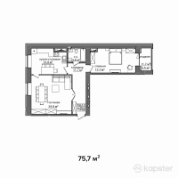 ЖК Байсанат 3 — 2-ком 75.7 м² (от 25,359,500 тг)