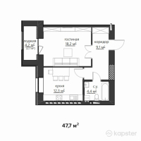 ЖК Мерей — 1-ком 47.7 м² (от 14,310,000 тг)