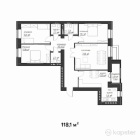 ЖК Мерей — 4-ком 118.1 м² (от 35,430,000 тг)