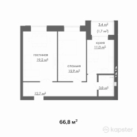 ЖК Томирис — 2-ком 66.8 м² (от 16,700,000 тг)