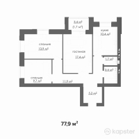 ЖК Томирис — 3-ком 77.9 м² (от 19,475,000 тг)