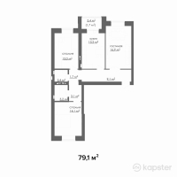 ЖК Томирис — 3-ком 79.1 м² (от 19,775,000 тг)