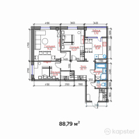 ЖК Каусар — 3-ком 88,8 м² (null)