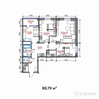 ЖК Каусар — 3-ком 88,8 м² (null)