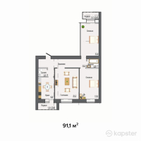 ЖК Turan — 3-ком 91.1 м² (от 34,618,100 тг)