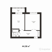 ЖК Jasmin — 1-ком 44.4 м² (от 16,420,600 тг)