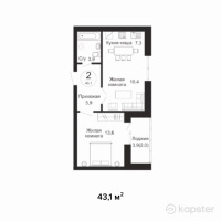 ЖК Al-Farabi — 2-ком 43,1 м² (null)