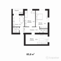 ЖК Al-Farabi — 3-ком 85,8 м² (null)