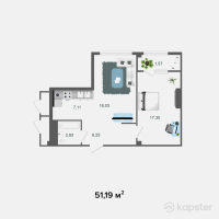 ЖК Прайм Парк 2 — 2-ком 51.2 м² (от 17,916,500 тг)